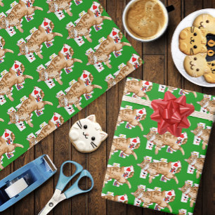 Solitaire Funny Orange Tabby Cat Playing Cards  Wrapping Paper
