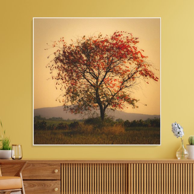 Solitary Autumn Tree at Dusk Canvas Print (Insitu(LivingRoom))