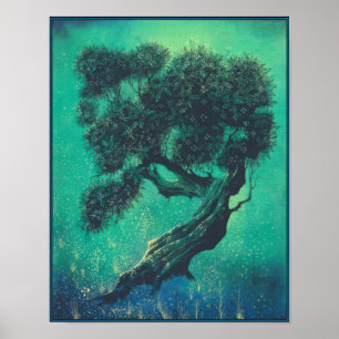 Solitary Bonsai - Magic Realism  Eyvind Earle Poster