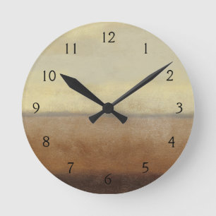 Solitary Desert Landscape by Norman Wyatt Round Clock