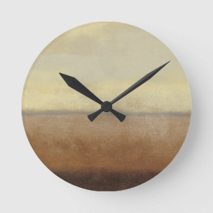 Solitary Desert Landscape by Norman Wyatt Round Clock