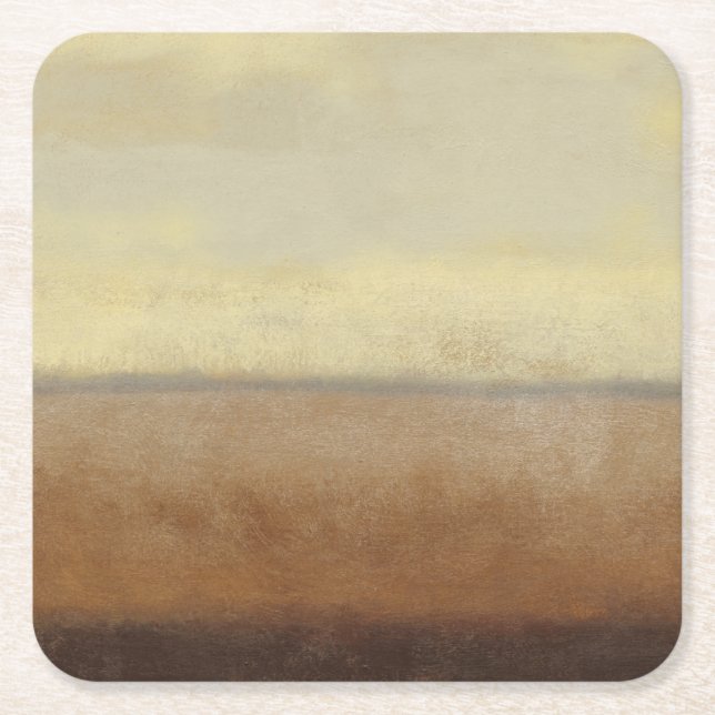 Solitary Desert Landscape by Norman Wyatt Square Paper Coaster (Front)