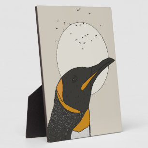 Solitary Penguin Under the Moon Plaque