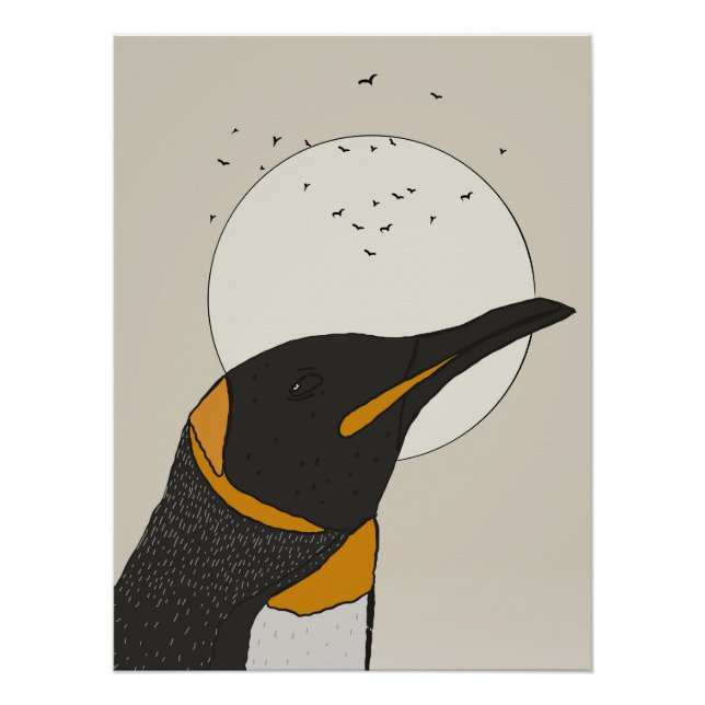 Solitary Penguin Under the Moon Poster (Front)