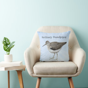 Solitary Sandpiper Throw Pillow