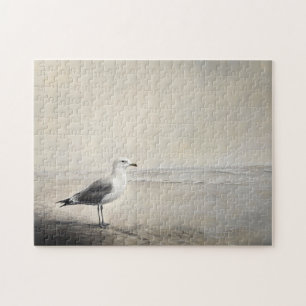 Solitary Seagull by the Shore Jigsaw Puzzle