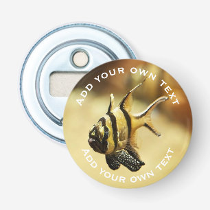 Solitary Stripy Angelfish Underwater Custom Text Bottle Opener