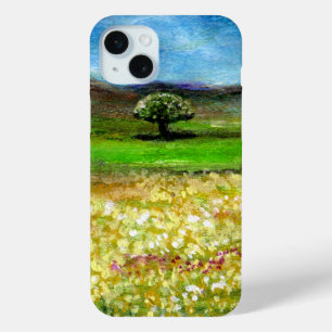 SOLITARY TREE IN THE YELLOW FLOWER FIELD,TUSCANY iPhone 15 MINI CASE