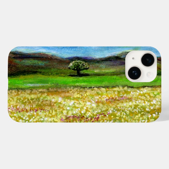 SOLITARY TREE IN THE YELLOW FLOWER FIELD,TUSCANY Case-Mate iPhone CASE (Back (Horizontal))