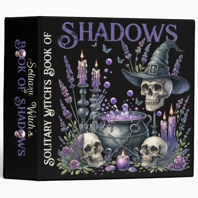 Solitary Witch's Book of Shadows Skulls Cauldron Binder (Front/Spine)