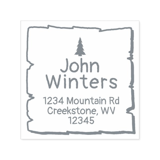 Solitary Woodland Pine Tree Return Address Self-inking Stamp (Design)