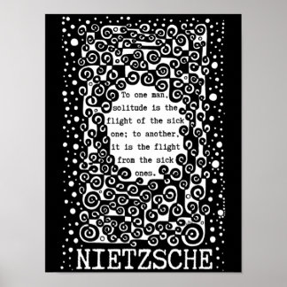 SOLITUDE black and white quote by Nietzsche Poster