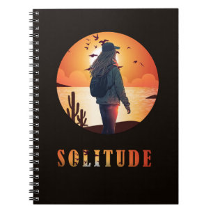 Solitude , Girl stand with a backup of sunset  Notebook