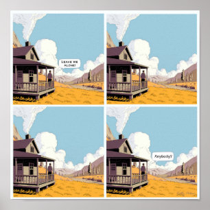 Solitude Loneliness Cartoon Poster Print Wall Art