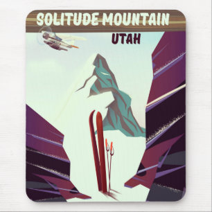 Solitude Mountain Utah vintage travel poster. Mouse Pad