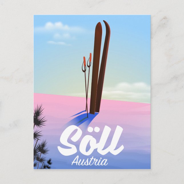 Söll, Austria Ski travel poster Postcard (Front)
