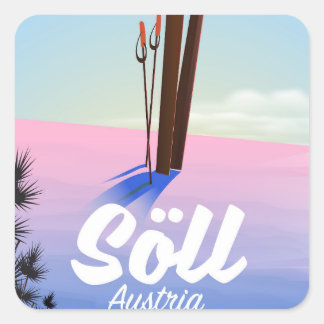Söll, Austria Ski travel poster Square Sticker