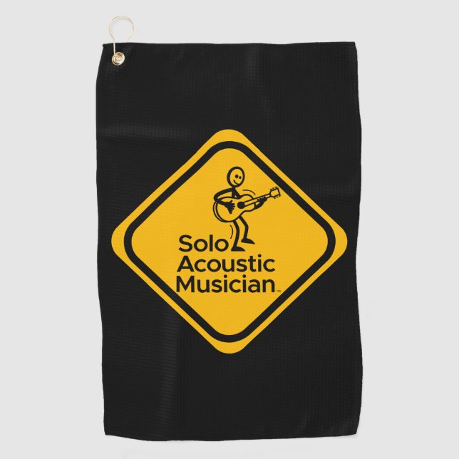 Solo Acoustic Musician Golf Towel Yellow Logo  (Front)