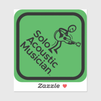 Solo Acoustic Musician Sticker 4"x4" Green 