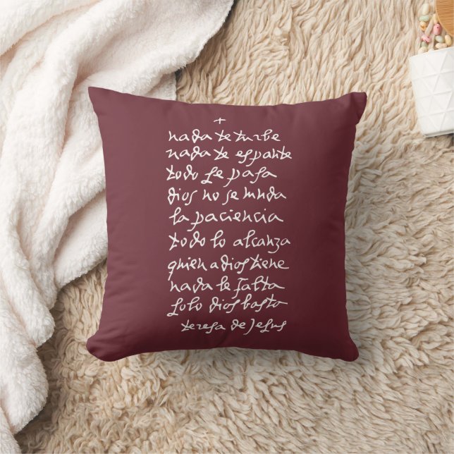Solo Dios basta (Let nothing disturb thee) Throw Pillow (Blanket)