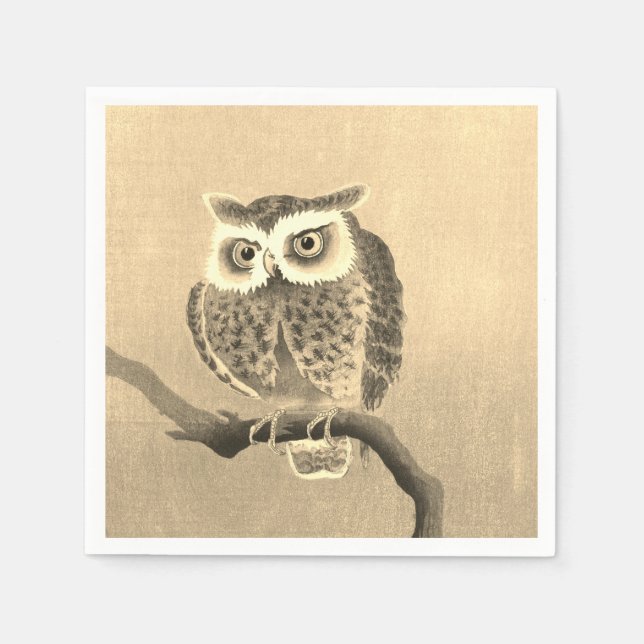 Solo Owl Shades of Gold Paper Napkins (Front)
