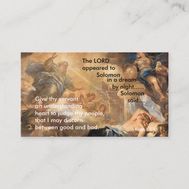 Soloman's Dream - Small Prayer Card (Front)