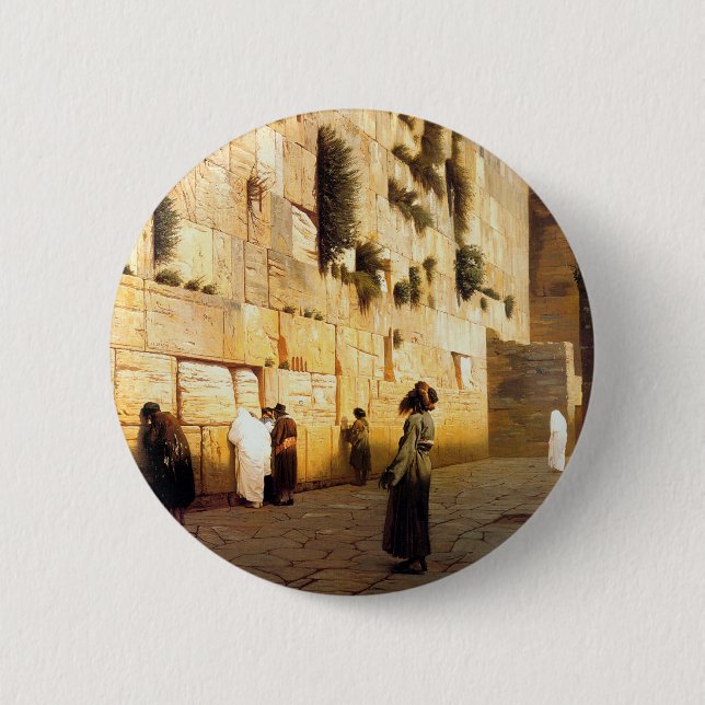 Soloman's Wall Jerusalem, Jean-Leon Gerome 2 Inch Round Button (Front)
