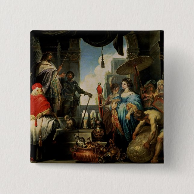 Solomon and the Queen of Sheba 2 Inch Square Button (Front)