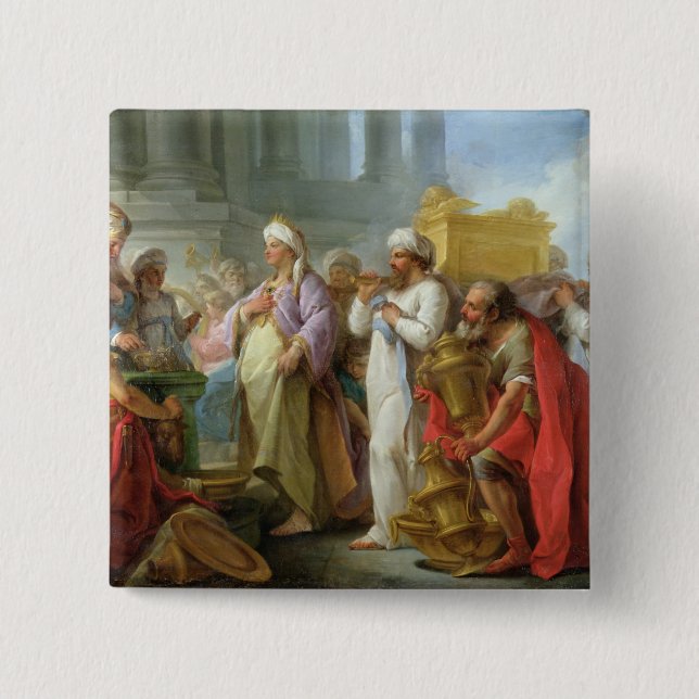 Solomon Before the Ark of the Covenant, 1747 2 Inch Square Button (Front)