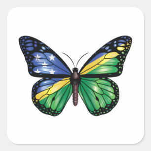 Solomon Islands butterfly monarch flag Square Sticker