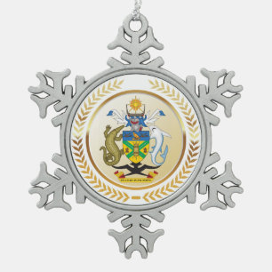 Solomon Islands Coat of Arms Snowflake Pewter Christmas Ornament