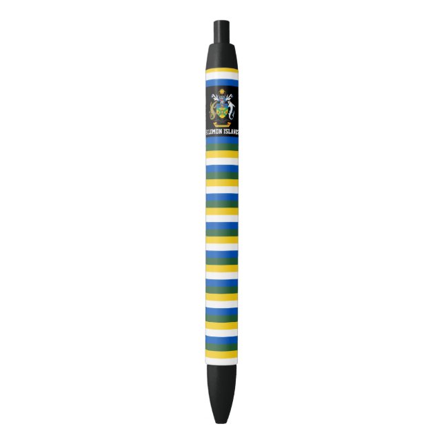 Solomon Islands Flag Cute Patriotic Black Ink Pen (Front Vertical)