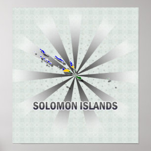 Solomon Islands Flag Map 2.0 Poster