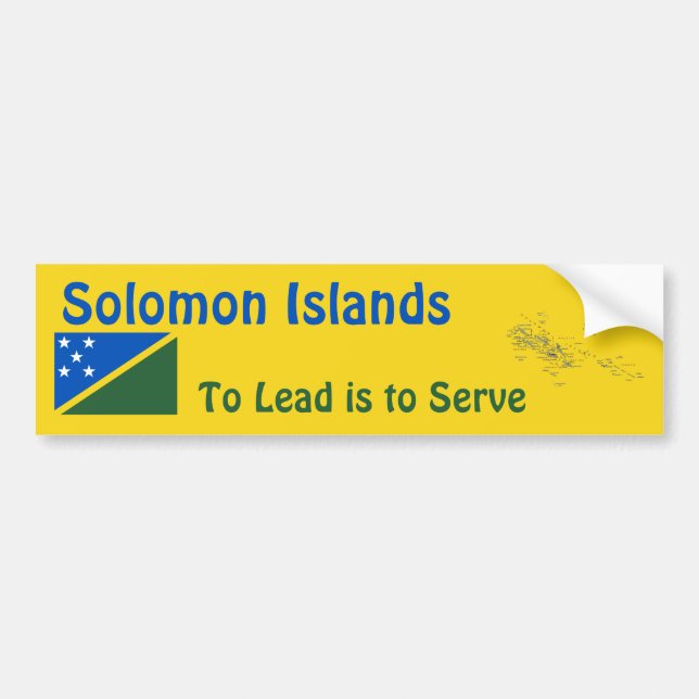 Solomon Islands Flag + Map Bumper Sticker (Front)