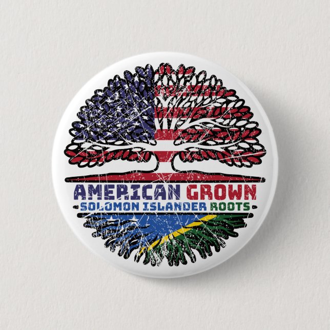 Solomon Islands Solomon Islander American USA Tree 2 Inch Round Button (Front)