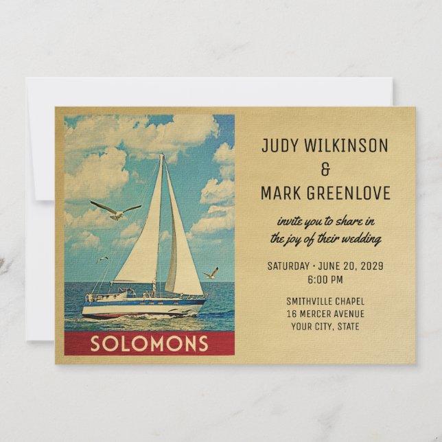 Solomons Wedding Invitation Sailboat (Front)
