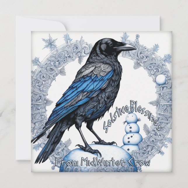 Solstice Blessings, from Midwinter Crow. Holiday Card (Front)