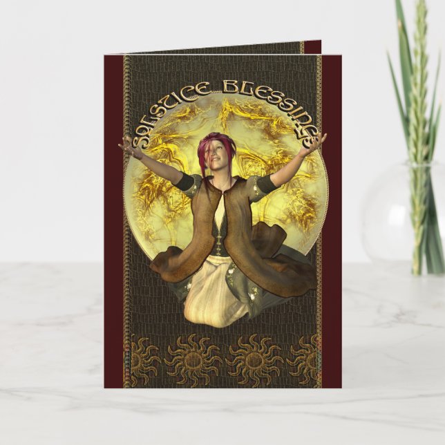 Solstice Blessings Greetings Card (Front)