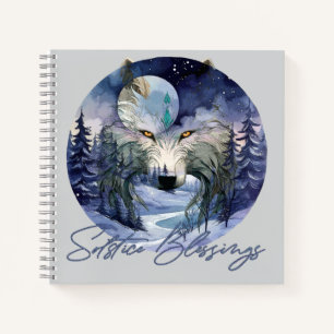Solstice Blessings Winter Wolf Moonlight Woods Notebook