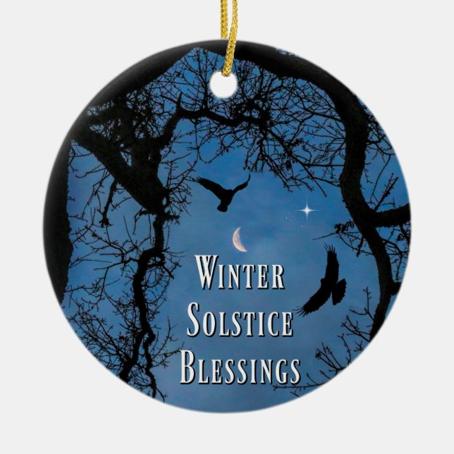 Solstice d'hiver Ornement de vacances avec Ravens (Devant)
