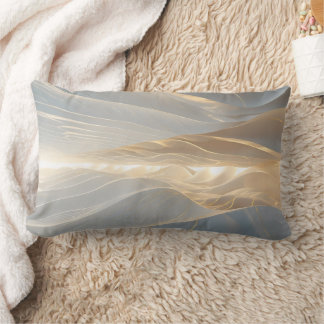 Solstice Echo – Luminous Gold Wave Abstract Throw Lumbar Pillow