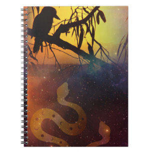 Solstice Kookaburra Silhouette Celestial Snake Notebook