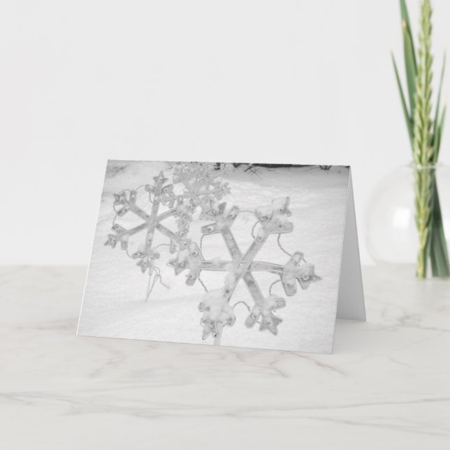 Solstice & New Year's: Snowy Snowflakes Holiday Card (Front)