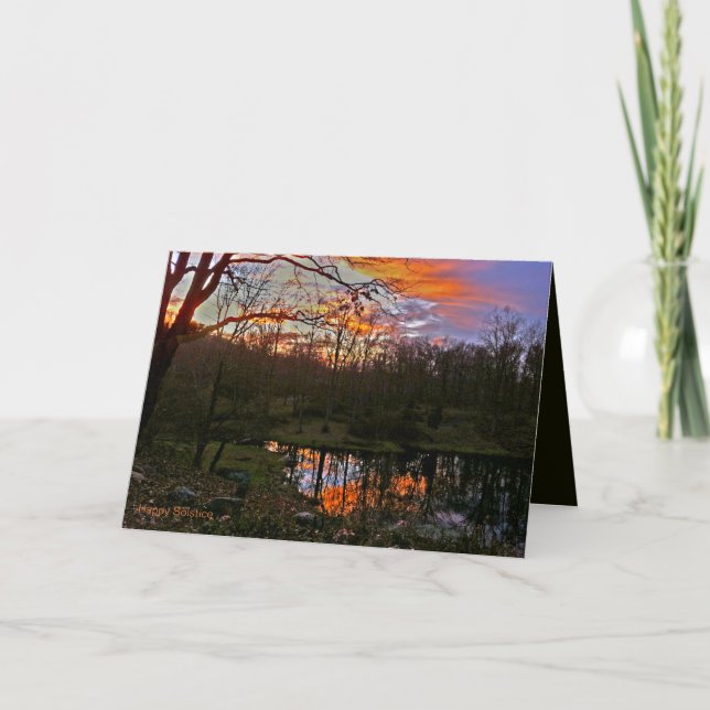 Solstice pond fall reflects greeting card (Front)