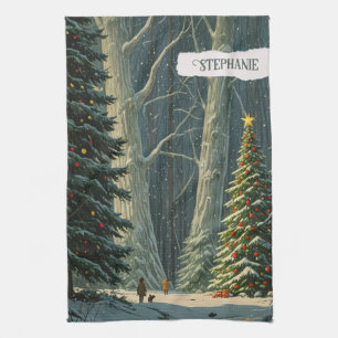 Solstice Spruce Personalized Christmas Kitchen Towel