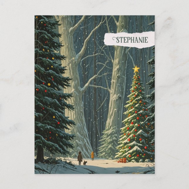 Solstice Spruce Personalized Christmas  Postcard (Front)