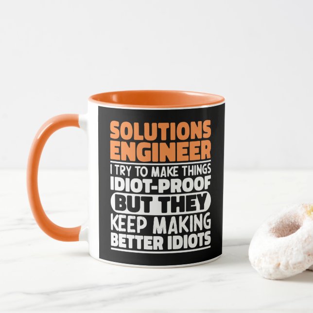 Solutions Engineer I Try To Make Things Funny Cool Mug (With Donut)