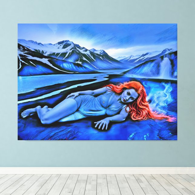 “Sólvátra”  - Flame Beneath Ice Canvas Print (Insitu(Wood Floor))