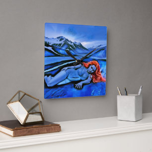 “Sólvátra” - Flame Beneath Ice Square Wall Clock