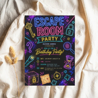 Solve The Mystery Escape Room Birthday Party Invitation